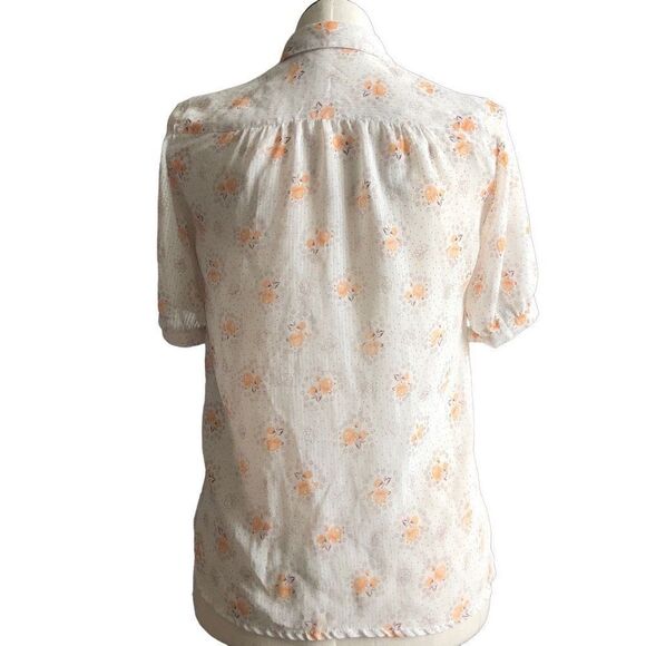 Vintage Chiffon Orange Rose Blouse Size XL - Picture 2 of 9